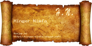 Hinger Nimfa névjegykártya